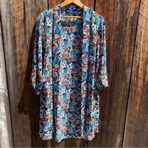 Apt. 9 Kimono Tropical Floral Print 100% Polyester size L/XL Preowned